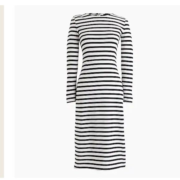 J. Crew Dresses | J.Crew Long Sleeve Striped Dress in Black Ivory G7980 | Color: Black/White | Size: 14 | Ti_Lon's Closet